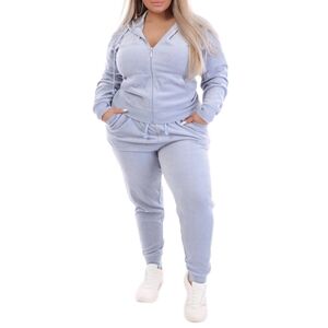 Fashion Nova Light Blue Velour Track Pants & Hoodie Set